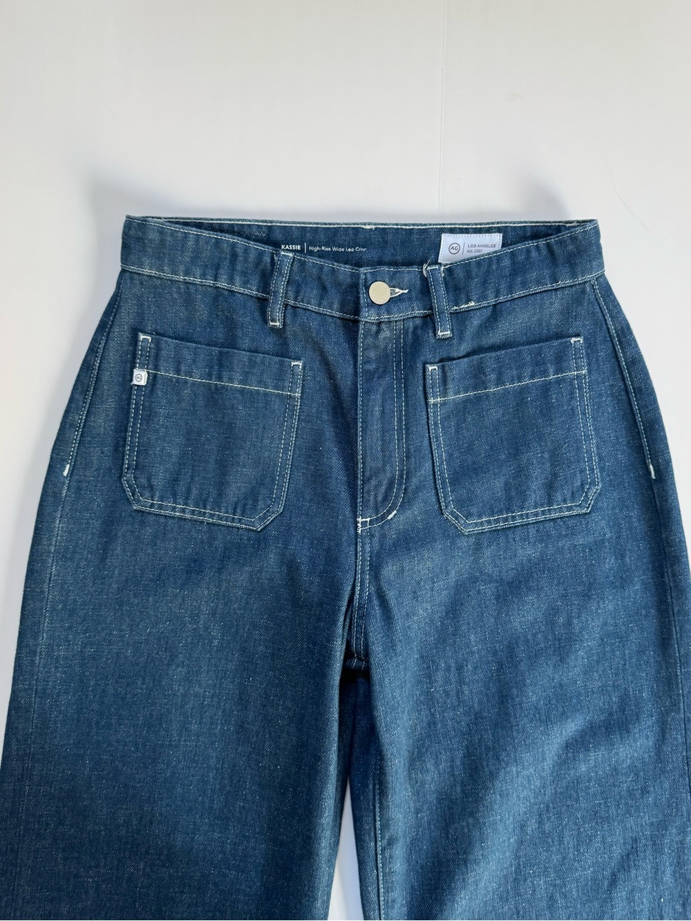 AG Jeans Kassie High-Rise Wide Leg Crop Jeans Size 27 Dark Wash Denim - Picture 7 of 11